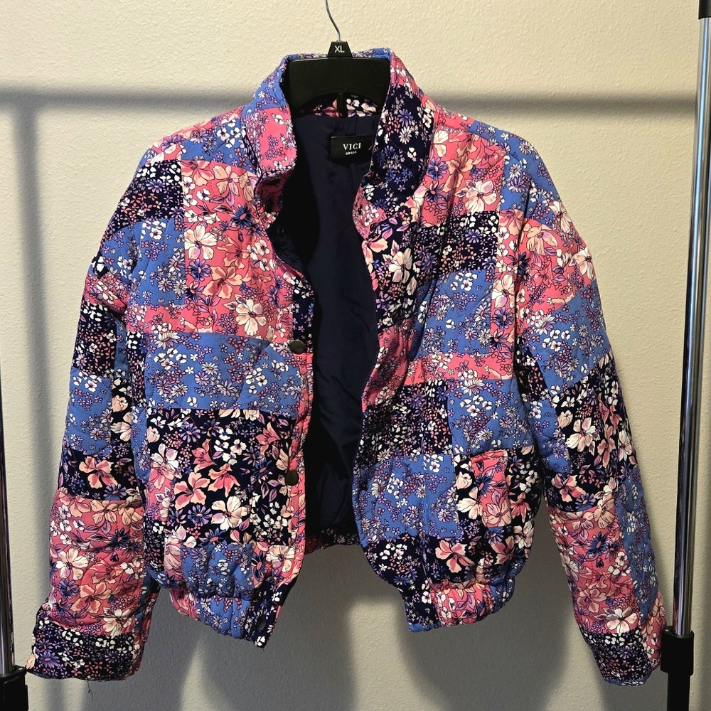 Vici Floral Mix Jacket in Pink and Blue